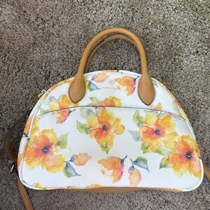 Nanette Lepore White and Tan Floral Satchel.